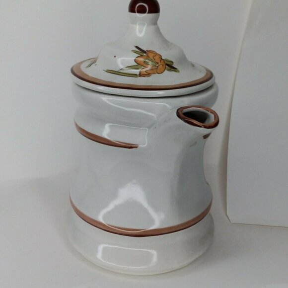 VINTAGE 2PC CALIFORNIA POTTERY USA Crocus  COFFEE TEA POT 8.5" - Picture 5 of 8